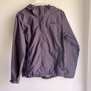 women’s northface rain jacket black plum embroidered logo